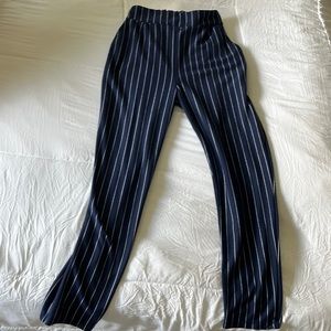 Blue and white striped pants